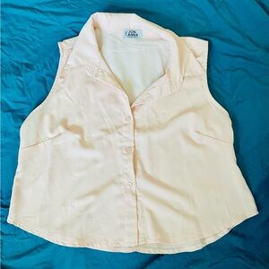 Light Pink Button Down Sleeveless Shirt